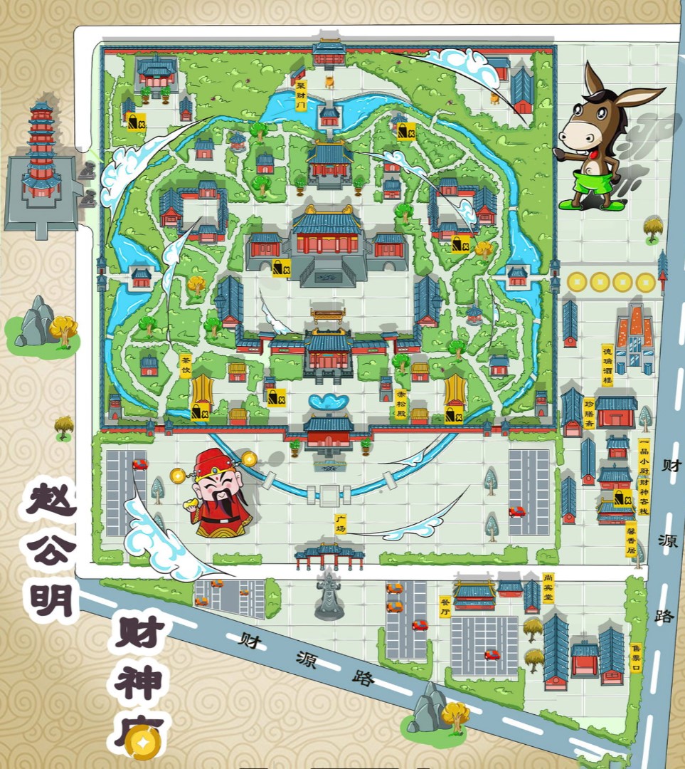 仁布寺庙类手绘地图